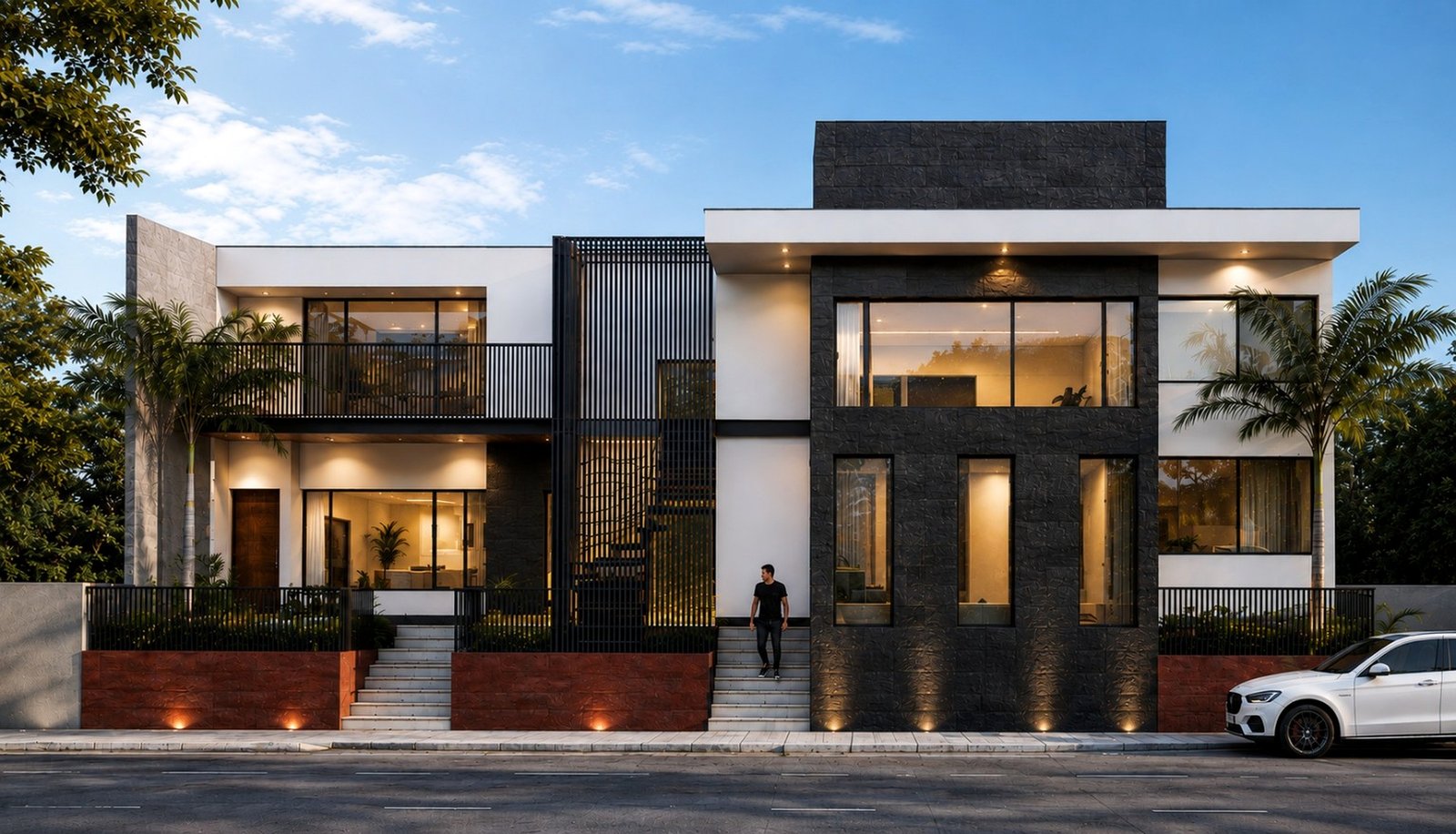 Fachada residencial contemporánea Atrie